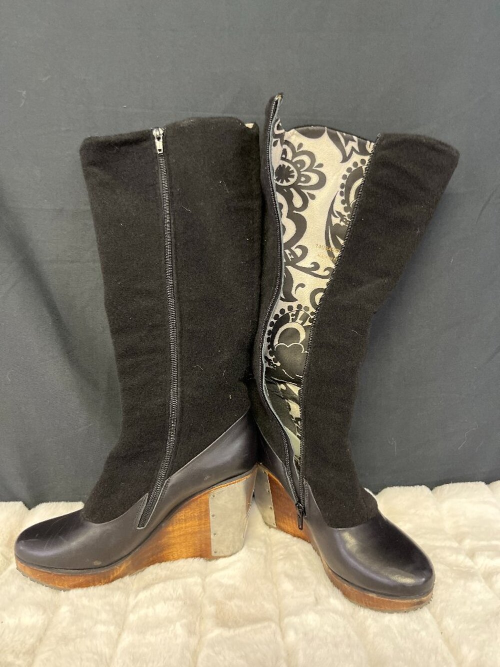 Vintage Zip-Up Fly London Wedge Heeled Boots with pocket Size 9 - Picture 6 of 7